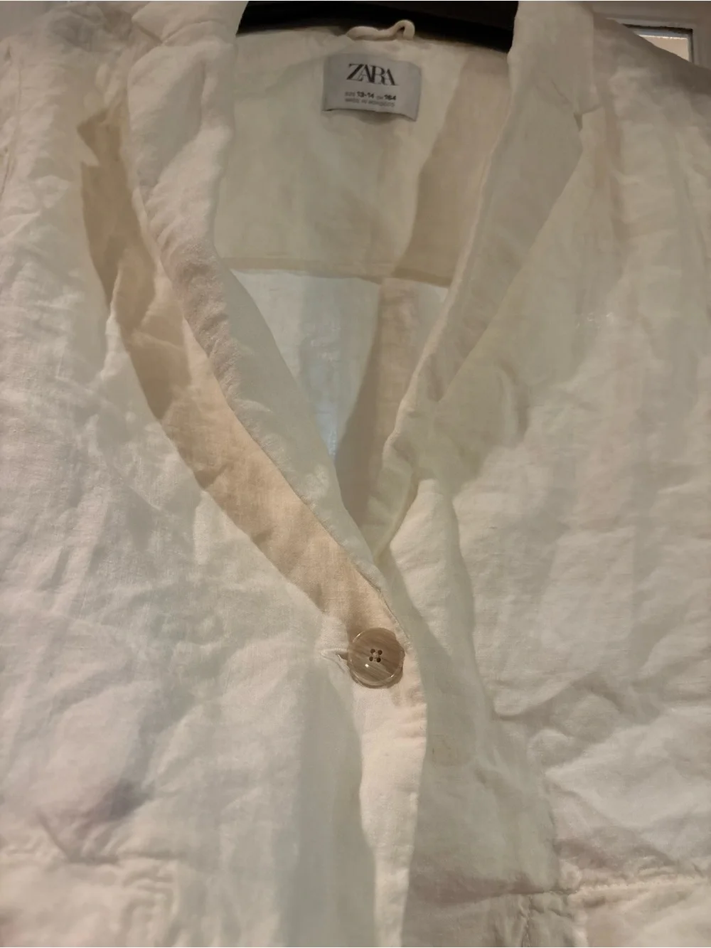 Zara Cream Cropped Linen Blazer Kids Girls 13Y